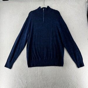 Bonobos‎ Quarter Zip Pullover Sweater Cashmere Blend Heathered Blue Knit Men L